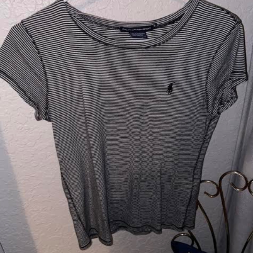 POLO black and white stripe top